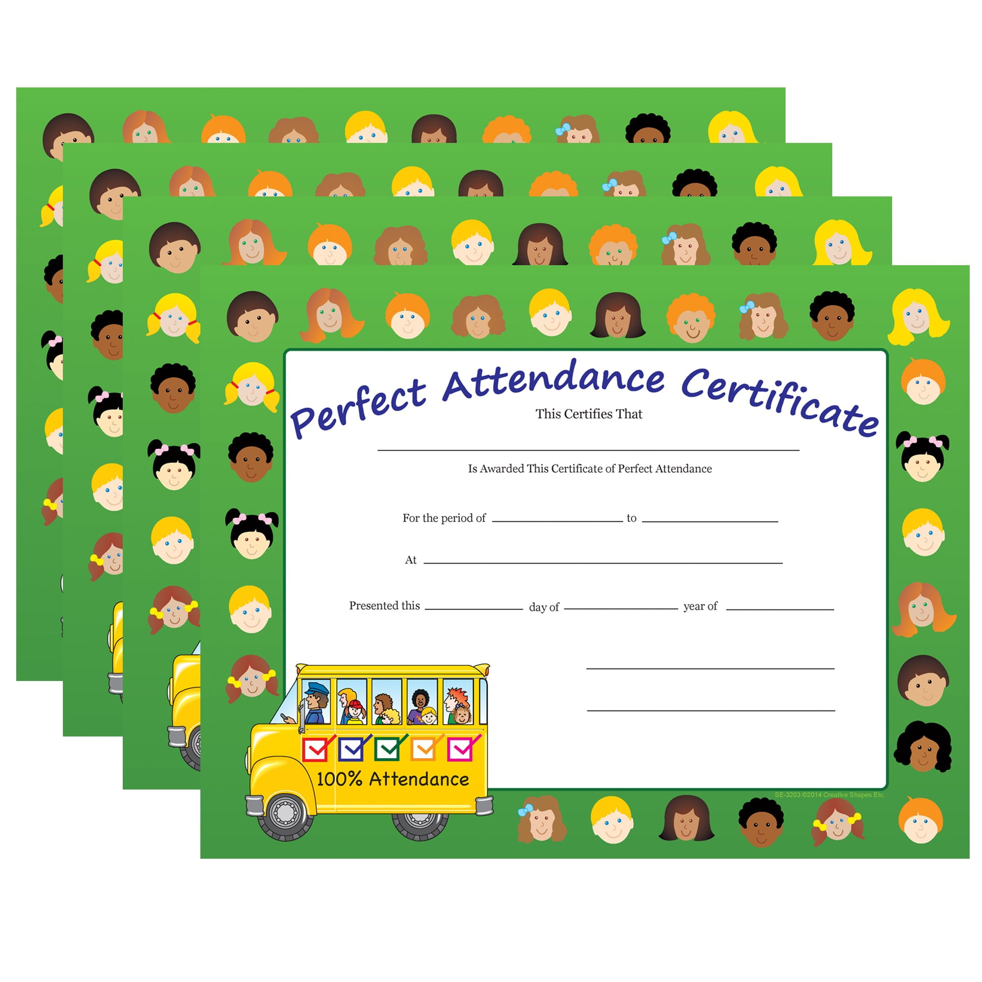 Office, School, Home, College Certificate of Perfect Attendance - Pack of 5  - Walmart.com, image size:2000x2000