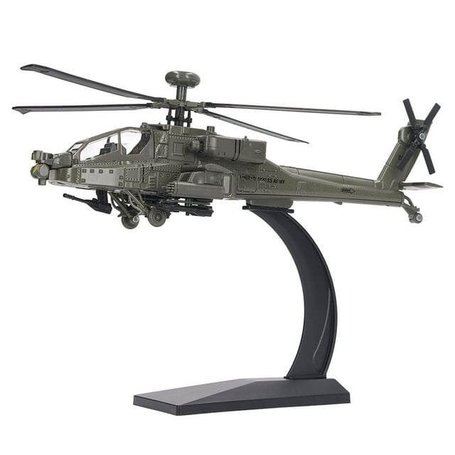 Diecast Attack Helicopter Model, 1:64 AH-64 Longbow Apache Helicopter Model, Alloy Armed Helicopter Model With Light And Sound, Suitable For Military Lovers To Collect And Gift