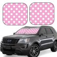 thumbnail image 2 of Daiia Pink And White Polka Dot 2PCS Car Windshield Sun Shade, Foldable Sun Shield for Car Front Window, Auto Sun Blocker Visor Protector Universal for Truck SUV Pickup-Large, 2 of 7