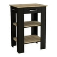 thumbnail image 5 of Black Wood Kitchen Island Shelf No Wheels, Multi-Purpose Butcher Block Food Kitchen with Drawer, Towel Rack & 2 Open Shelves, Modern Kitchen Organizer for Kitchen, Bedroom, Office, Laundry Room, 5 of 7