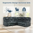 thumbnail image 5 of Bonzy Home Manual Reclining L-Shaped Sectional Sofa Set for Living Room - 5 Seater Corner Couch with Dual Recliners & Cup Holders,Gray, 5 of 9