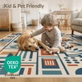 thumbnail image 4 of ODIKA 8'x10' Blue Terracotta Modern Geometric Patchwork Washable Area Rug Contemporary Abstract Mosaic Pattern Durable, Non-Slip for Living Room, Under Sectional, Family, 4 of 7