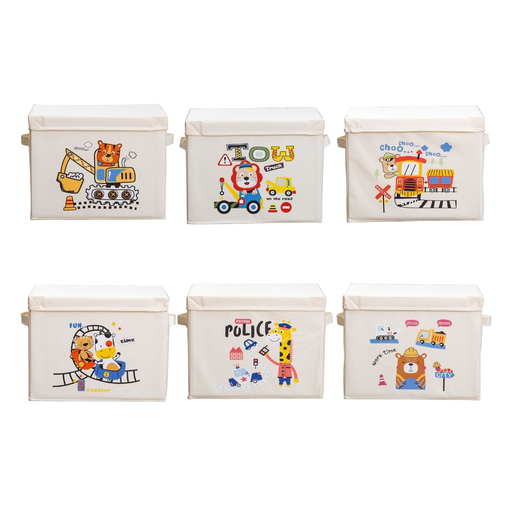 Foldable Kids Bedroom Storage Solution Foldable Toy Box With HandlesAn1ma1Themed Toy Organization Bins