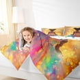 thumbnail image 3 of Castle Fairy Kawaii Black Girl Queen Comforter Set 3 Pieces,Watercolor Graffiti Print Comforter Sets Queen,Green Pink Gold,1 Comforter and 2 Pillowcases, 3 of 6