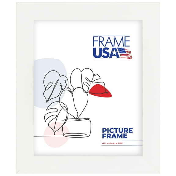 10x14 Picture Frame, White Simply Poly Style 205–20, 1.25 Inch Polystyrene with Glass, Wall Display