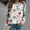 thumbnail image 2 of Valentine's Day Shirt for Women Love Heart Print Long Sleeve Tops Casual Loose Crewneck Sweatshirt Graphic Gift Blouses, 2 of 5