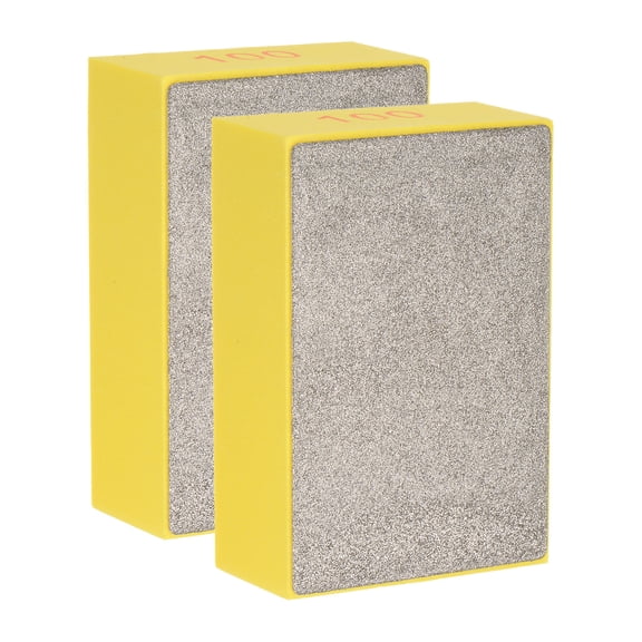 Uxcell 100 Grits 3.54" x 2.36" Full Diamond Hand Polishing Pad Glass Stone Sanding Block 2 Pack