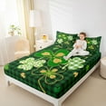 thumbnail image 4 of jejeloiu Lucky Spring Green Clover Full Size Sheets,St Patricks Day Bed Sheets,Green Black Plaid Sheet Sets For Girls Kids,Super Cozy Room Decor,4pcs, 4 of 7