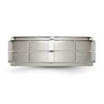 thumbnail image 3 of Titanium Block 8mm Ridged Edge Band Ring Man Wedding  For Dad Mens  For Him, 3 of 10