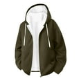 thumbnail image 4 of Men's Hooded Sweatshirt Warm Fleece-Lined Long-Sleeve Zipper Athletic Pullover Hoodie with Pockets Olive Green M, 4 of 8
