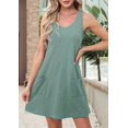 thumbnail image 4 of Women Sleeveless V Neck Eyelet Beach Sun Dress Casual Summer Short Swing Dresses with Pockets Green S, 4 of 5