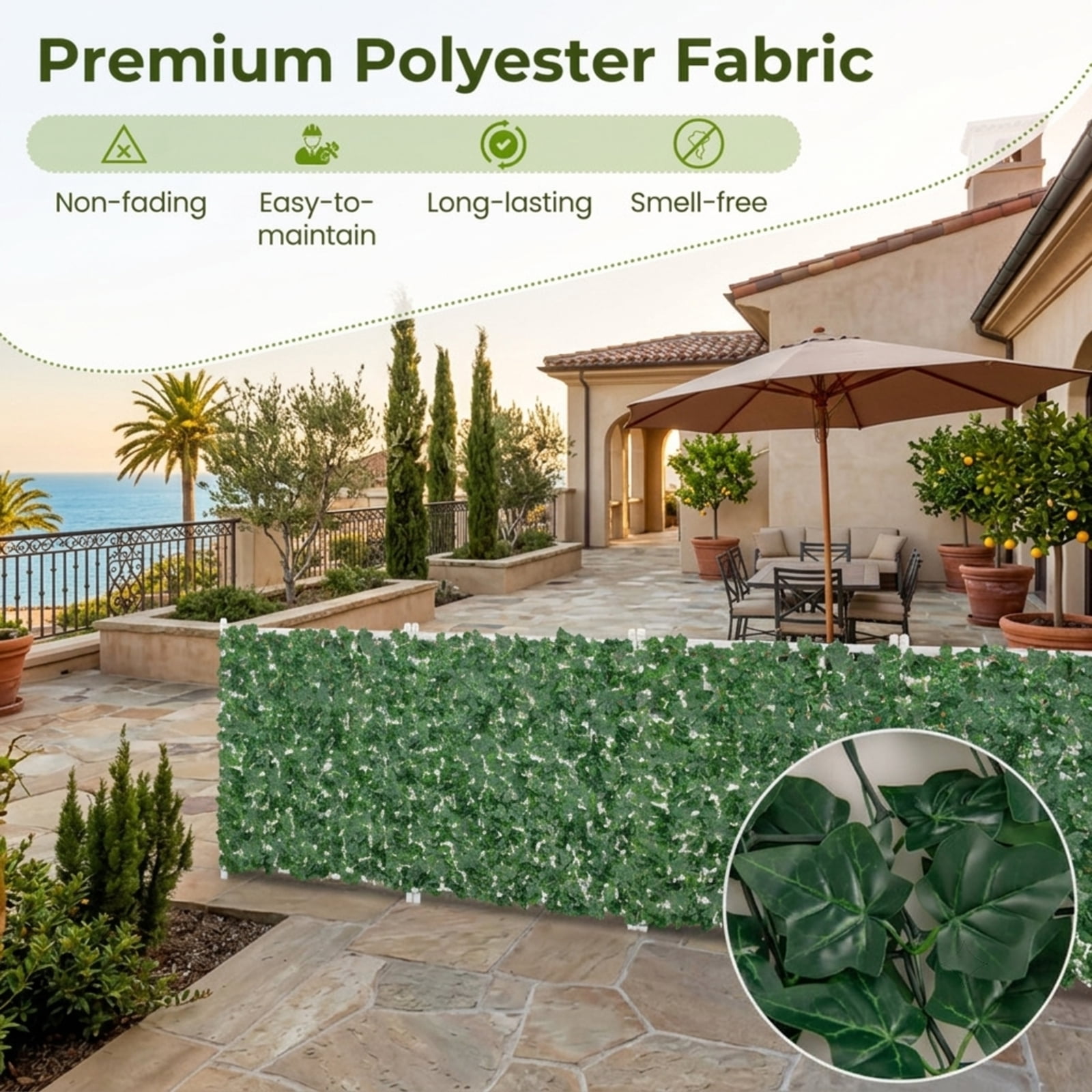 Vebreda Artificial Plant Decor, 120 x 40 Inch Artificial Ivy Privacy Fence, Large 3D Lifelike Ivy Hedge, Versatility and Wide Application