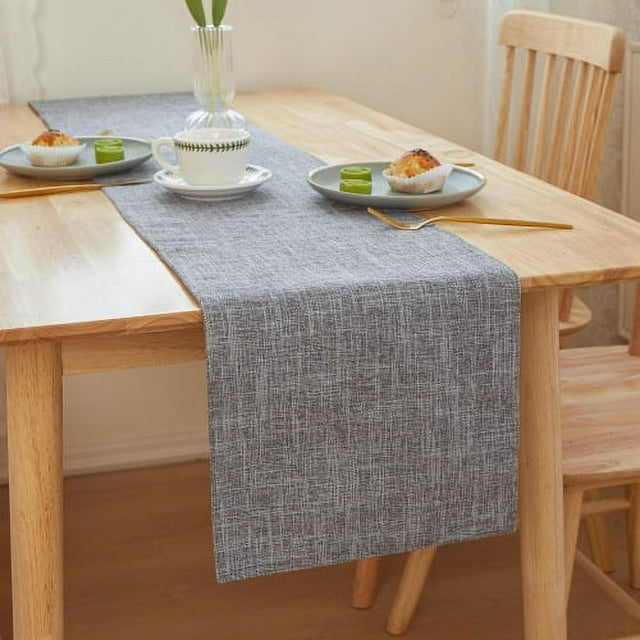 Nvzi thickened linen dining table insulation pad, office desk cushion, decorative table flag, heat-resistant tea flag cloth (dark gray, 180*30cm)