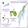 thumbnail image 3 of Flores Colgantes Artificiales de Wisteria Uxcell, Guirnalda Floral Falsa de 3.9 Pies de Seda para Arco de Boda, Fiesta, Jardín de Casa, Púrpura, 3 of 7
