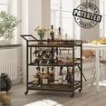 thumbnail image 2 of ZXNYH Bar Cart for The Home with Wine Rack and Glasses Holder, Industrial Liquor Serving Carts on Wheels, Rustic Wood and Metal Coffee Cart and Drink Trolley for Dining Room and Kitchen (Rustic Oak), 2 of 7