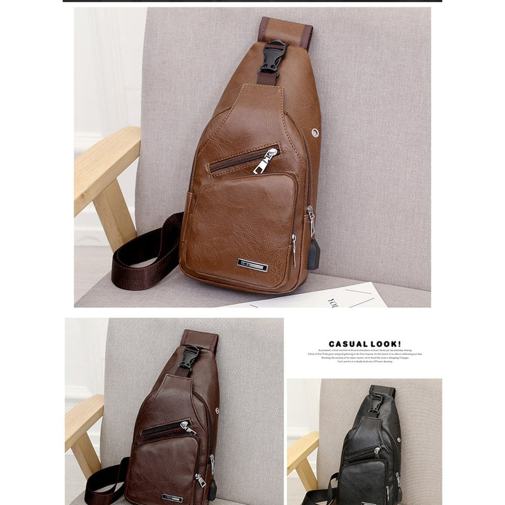 FOONEE New Canvas with USB Charging Port Chest Bag Waterproof Anti-Theft Strap Bag Outdoor Sports Travel Shoulder Bag Messenger Bag
