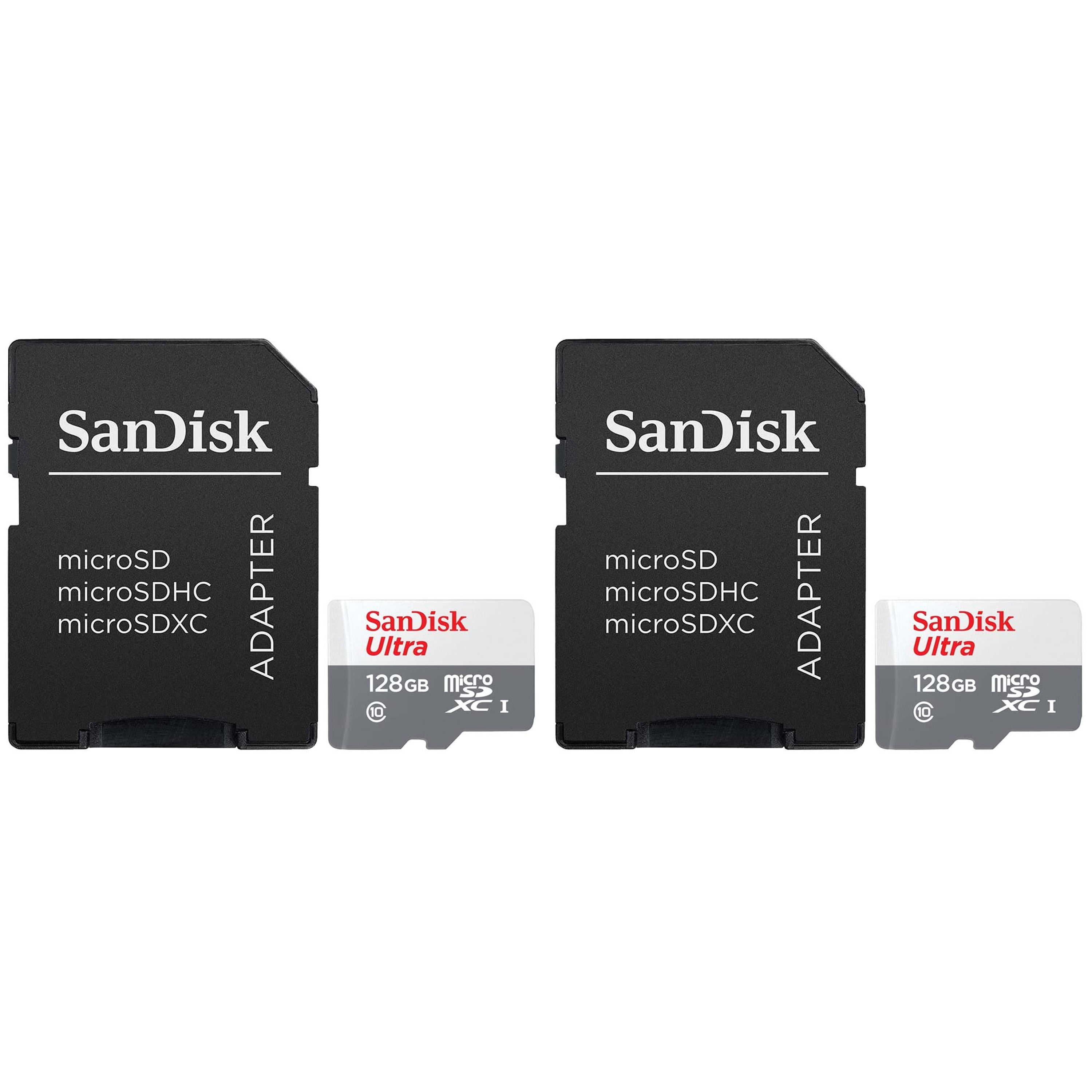 2 Packs SanDisk 128GB Ultra UHS-I microSDHC Memory Card with SD Adapter ...