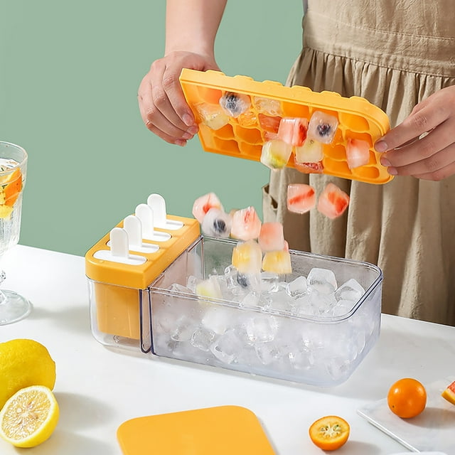 Enrejado de hielo, vaso para cubitos de hielo, máquina mágica para hacer cubitos de hielo, bandejas fáciles de usar para 24 cubitos de hielo, molde para helado de doble capa, dos en uno, apto para uso