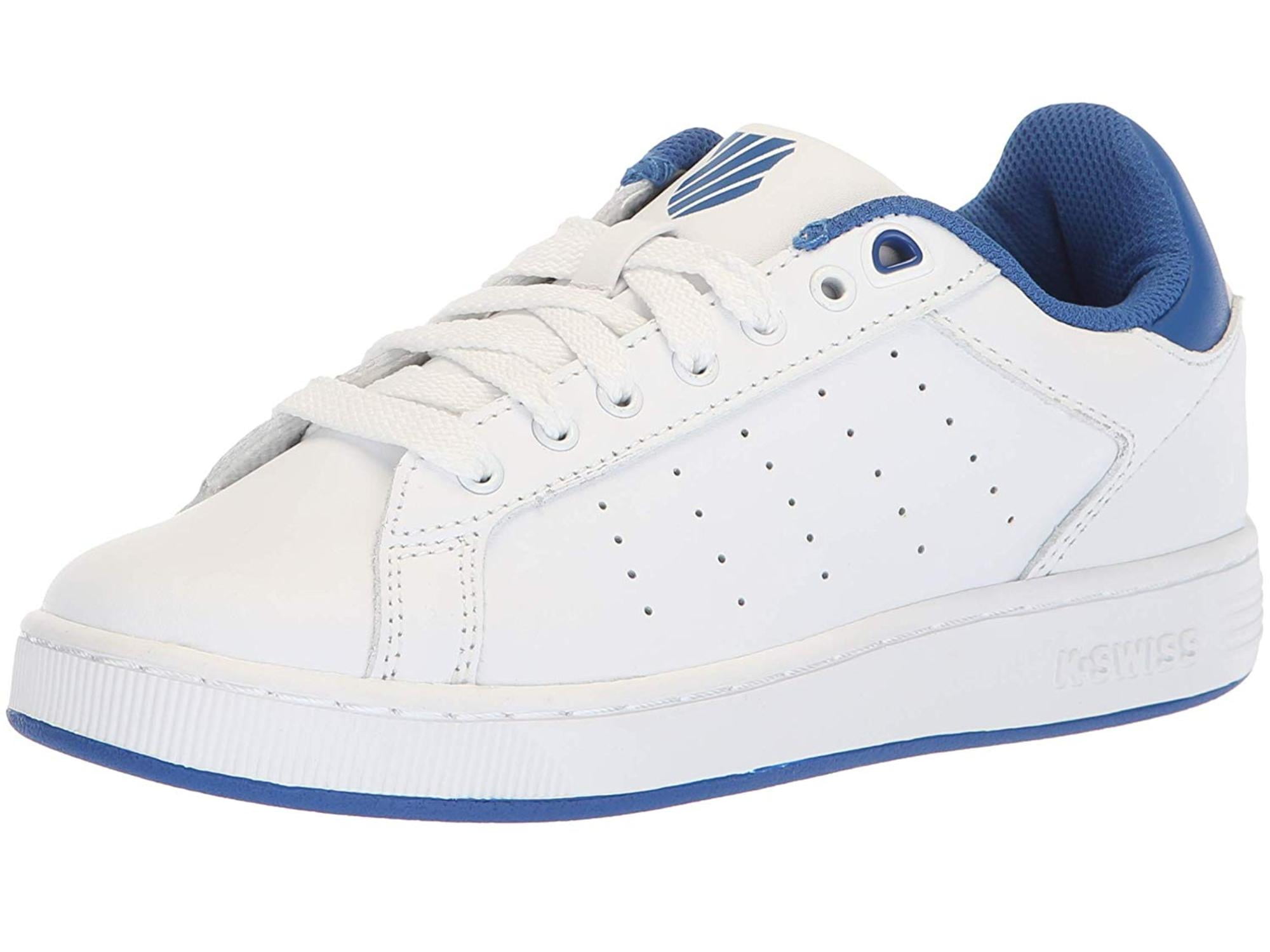 blue and white k swiss