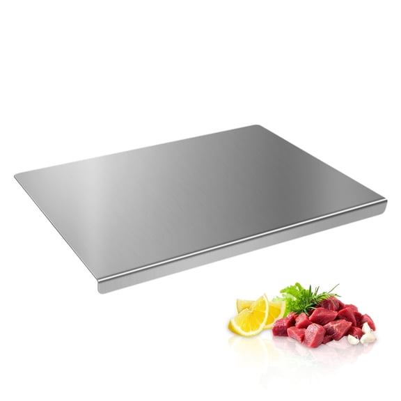 TJ POP Stainless Steel Cutting Board with Lip, Kitchen Chopping Board for Cutting Meat, Veggies and Fruit, 16 × 12 × 0.8 inch