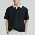 thumbnail image 4 of CENL Mens Korean Summer Short Sleeve Shirt Solid Loose Vintage Comfortable Pullovers, 4 of 9