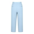 thumbnail image 5 of REALiKUN Womens Summer Linen Pants Women Drawstring Elastic Waist Harem Pant Basic Lightweight Linen Pants Straight Leg, 5 of 6