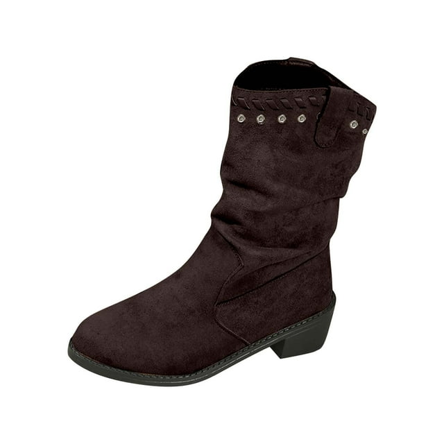 Bottes pour Femmes, Décontractées et à la Mode, Confortables, Courtes, Couleur Unie, Bout Rond, Talon Bas, Cheville, Bottes d'Hiver pour Femmes