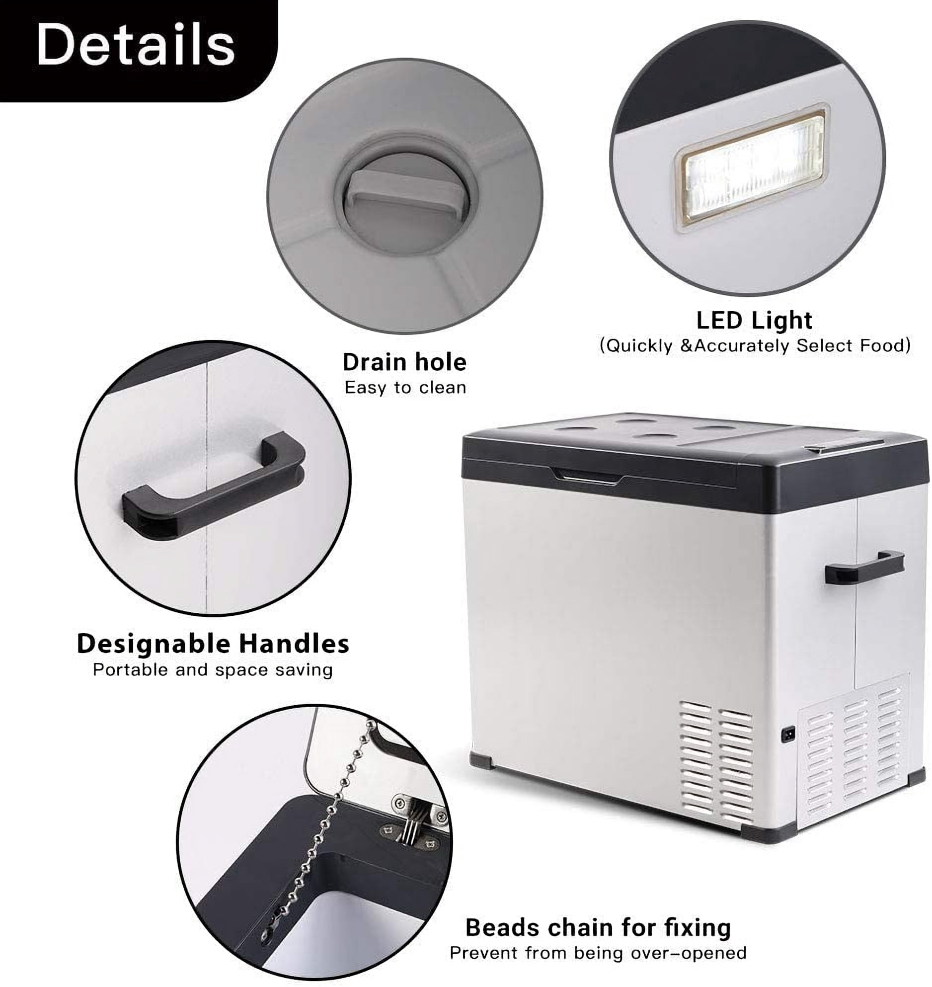 Domende 12 volt Refrigerator 54qt Portable Freezer Electric Cooler Compressor Car Fridge for Car Truck Vehicle RV Boat Outdoor and Home use 12/24V DC and 90-250 AC,Cooling to -4F