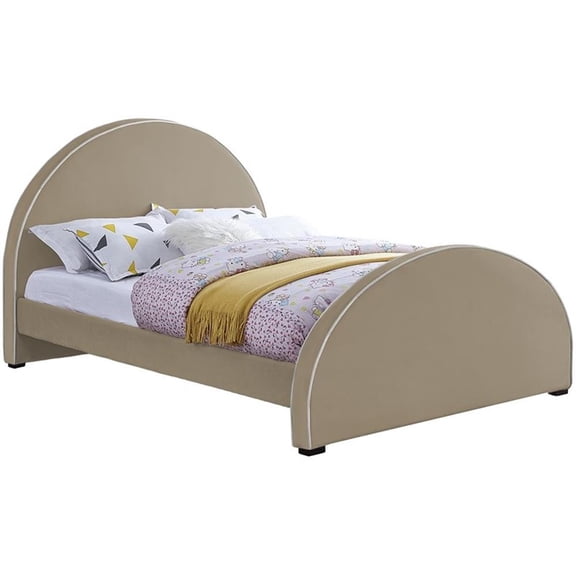 Meridian Furniture Brody Beige Velvet Queen Bed