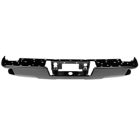 REAR STEP BUMPER FACE BAR; BLACK/PAINT TO MATCH; FOR USE WITH CORNER STEP; WITHOUT PARK ASSIST SENSOR HOLES; MADE OF STEEL; [GM]