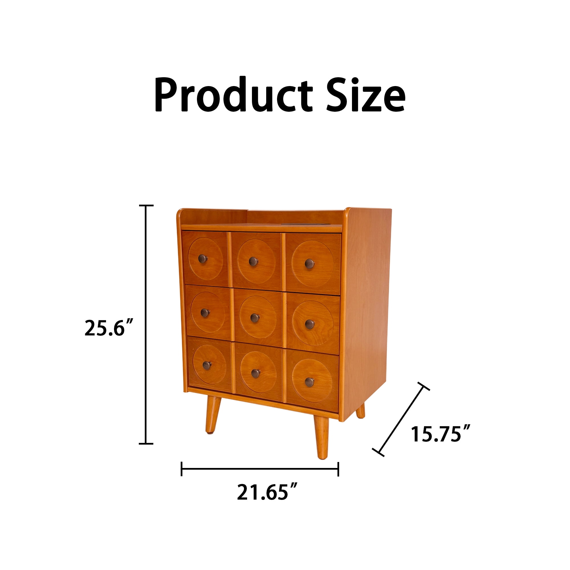 3-Drawer End Table with Top Charging Station and USB Ports, Bedside Nightstand and Storage Cabinet with Built-in Outlets for Bedroom Living Room, Natural Wood