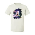 thumbnail image 2 of Wild Bobby, Galactic Pizza Space Cat Laser Eyes, Animal Lover, Men Graphic Tees, White, Large, 2 of 3