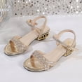 thumbnail image 5 of Dakaela Women's Low Heels for Women Braided Open Toe Ankle Strap Block Chunky Heel Sandals Holiday Party Wedding Dress Pumps Shoes (6,Gold), 5 of 7