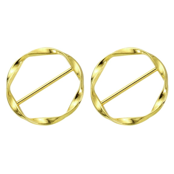 Uxcell 2 Pack T-shirt Clips, 34mm(1-5/16") Round Metal Silk Scarf Ring Clipfor Women Scarf, Loose T-shirt, Golden