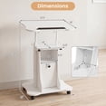 thumbnail image 3 of Costway 2 PCS Mobile Podium Stand Office Laptop Cart with Storage Adjustable Height White, 3 of 11