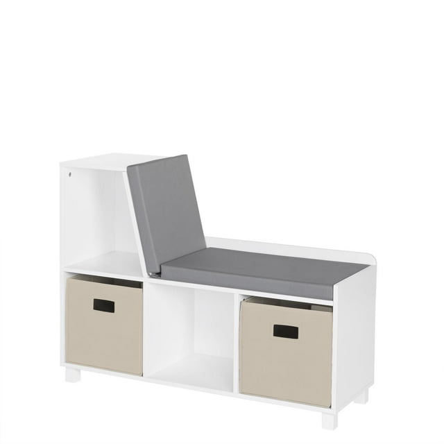 RiverRidge® Home Book Nook Collection Storage Bench with Cubbies in White for Kids with 2-Piece Taupe Bins