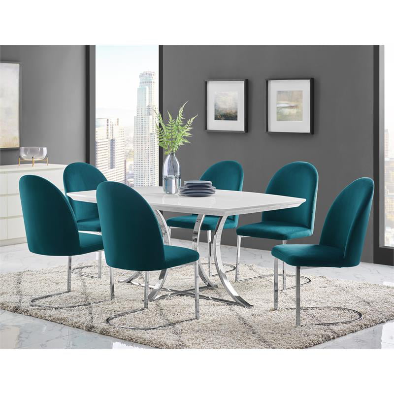 Dining Set With Teal Side Chairs, Teal Dining Room Table