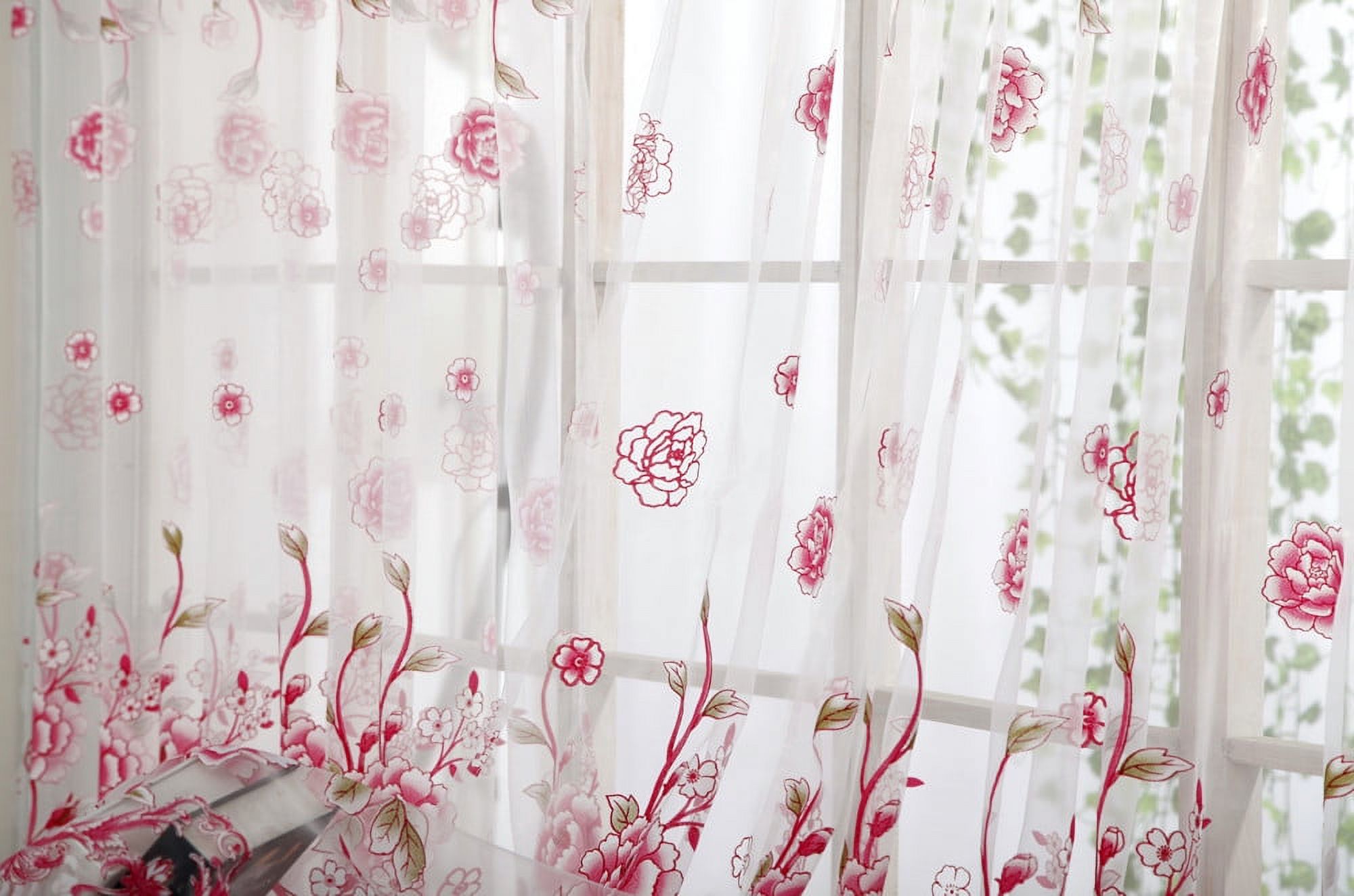 Peony Sheer Curtain Tulle Window Treatment Voile Drape Valance 1 Panel ...