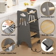 thumbnail image 3 of KORIMEFA Toddler Standing Tower - Adjustable Height Toddler Kitchen Stool Helper - Ideal Kids Kitchen Step Stool for Learning New Skills - Grey, 3 of 13