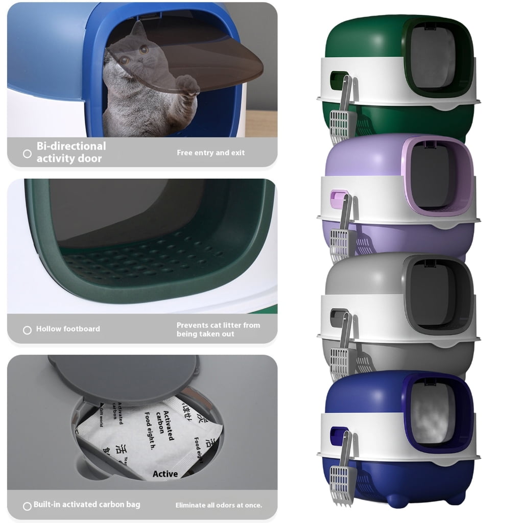 Cat Litter Box High Side Height Smooth Surfaces Detachable Pans Safe and Hard High Edges Spatter-proof