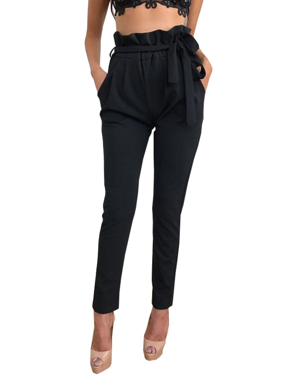 high waisted paperbag trousers