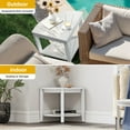 thumbnail image 5 of DEXTRUS Poly Lumber Shower Bench 18" Shower Stool Corner Bench with Storage Shelf, Wood Texture Corner Seat for Bathroom, Spa, Corner Shower Stool for Bathroom Living Room (White), 5 of 10