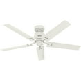 thumbnail image 4 of Hunter 52 inch Outdoor or Indoor Ceiling Fan No Light - White Ceiling Fan without Light, For Patio, Porch, Garage, or Living Room, Standard Mount, 5 Blades, Pull Chain - Windbound 51460, Matte White, 4 of 15