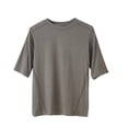 thumbnail image 2 of Fanxing Manches Coudées Hauts pour Femmes T-Shirts à Manches Courtes Noirs Couleur Unie Col Rond Chandail Extensible T-Shirt, 2 of 5