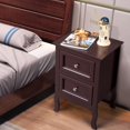 thumbnail image 6 of CRXX Brown Nightstand Set of 2 for Bedroom, Vintage Small Night Stand with Drawers, Farmhouse Side Table, Wooden End Tables with Curved Legs for Office, Mid-Century, 6 of 9