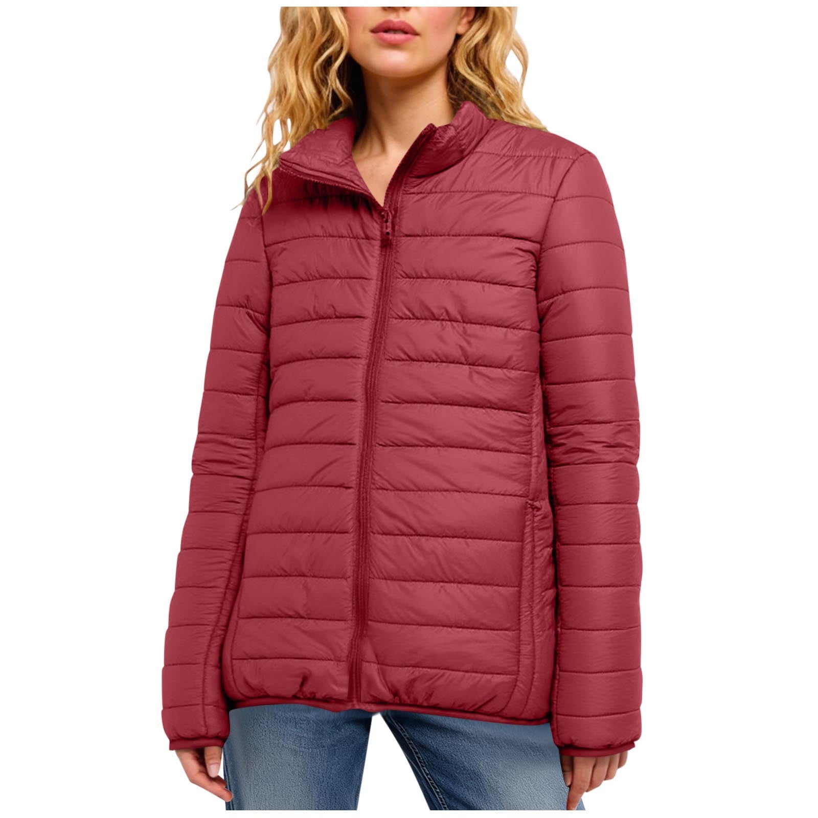 Women's Quilted Padded Jacket - Lightweight Winter Warm Quilted