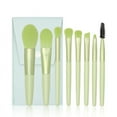 thumbnail image 1 of Nvzi Juego de brochas de maquillaje, kit de 8 brochas de maquillaje de viaje, brochas cosméticas para base de maquillaje, rubor, sombra de ojos con bolsa de almacenamiento (verde claro), 1 of 4