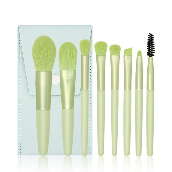 Nvzi-c Makeup Brushes,Makeup Brush Set,8 PCS Travel Make Up Brush Kit,Cosmetic Brushes for Face Foundation Blush Eye Shadow with Storage bag(Light Green)