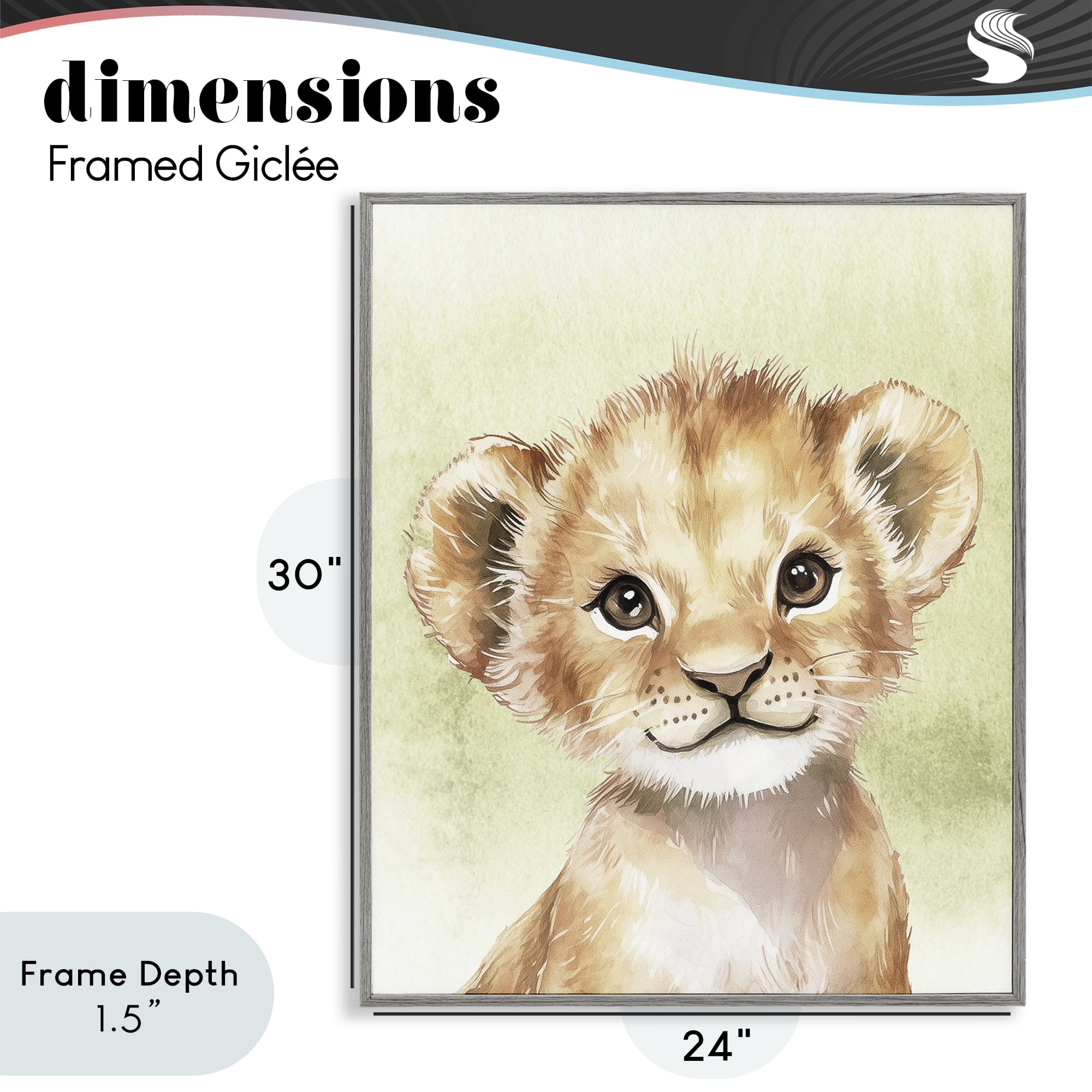 Stupell Industries Jungle Friends Baby Lion Gray Framed Giclee Art, design by Christine Simpson Art