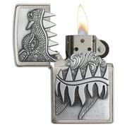 Zippo Fire Breathing Dragon Emblem Brushed Chrome Windproof Pocket Lighter